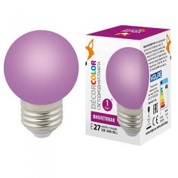 Лампа декоративная светодиодная (UL-00005652) Volpe E27 1W фиолетовая  - 1