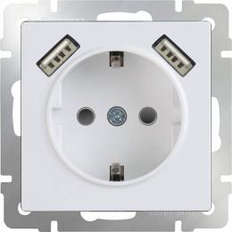 Изображение продукта Розетка Werkel с заземлением, USBx2 белая WL01-SKGS-USBx2-IP20 