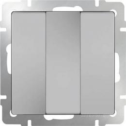 Выключатель трехклавишный серебряный WL06-SW-3G  - 1